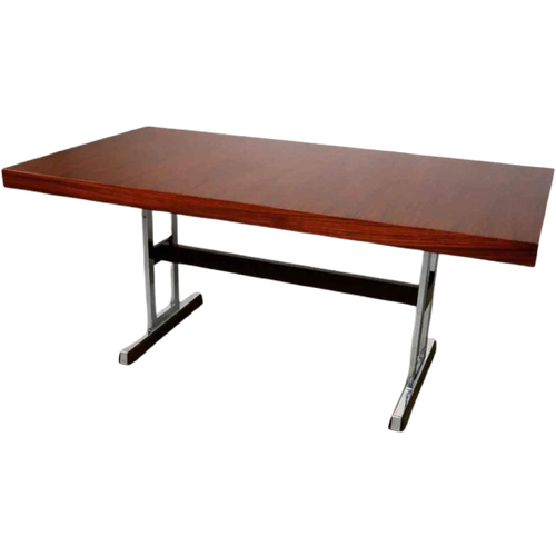 Minimalist Dining Table In Indian Rosewood And Chrome