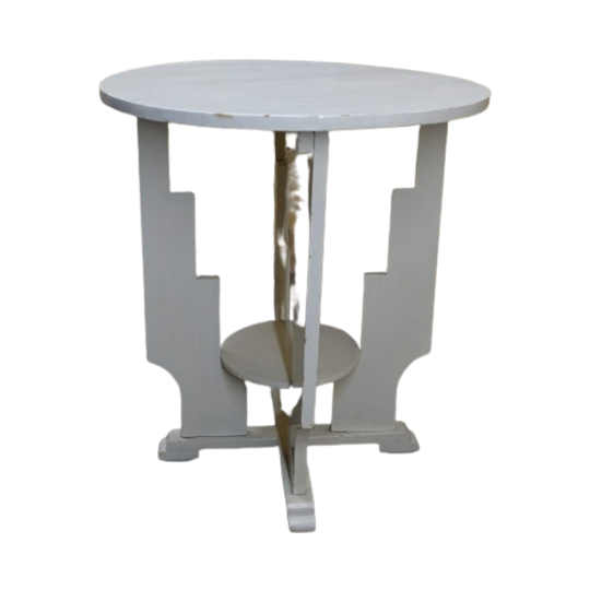 Art-deco Tafeltje Met Getande Trapjes Poten 1