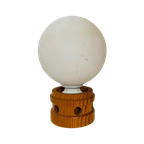 Mushroom Lamp Met Houten Voet En Wit Glazen Bol thumbnail 1