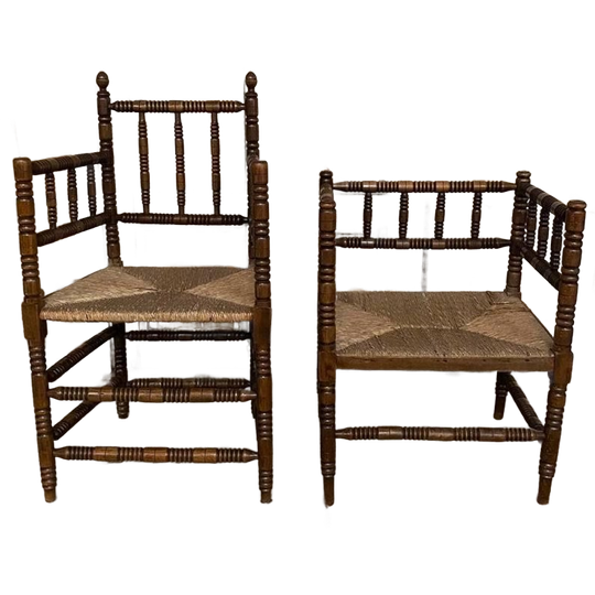 Set Bobbin Chairs, Knobbel Stoelen. Origineel. Oud 1