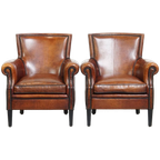 Set Van 2 Zeer Mooie Sierlijke Schapenleren Armchairs Met Een Luxe Afwerking thumbnail 1