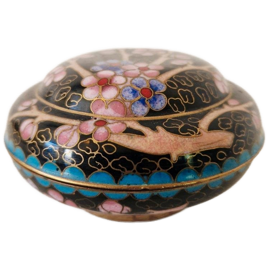 Oud Cloisonné Doosje Dekseldoos Pillendoosje 1