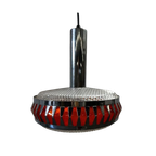 Vintage Chromen Ufo Luster / Hanglamp Met Oranje Accent thumbnail 1