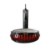 Vintage Chromen Ufo Luster / Hanglamp Met Oranje Accent