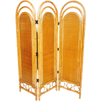 Vintage Rieten Rotan Bamboe Kamerscherm Roomdivider