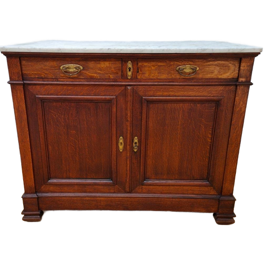 Vintage Frans Dressoir Commode Ladekast Badkamermeubel Met Marmer Blad 301 1