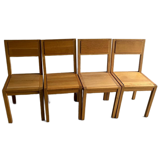 Set Of 4 Solid Oak Dining Chairs – 1990s 1