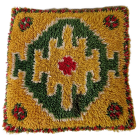 Vintage Kussen Wollen Smyrna Retro Okergeel Groen Kussen