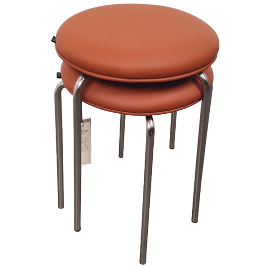 2x Hübsch Design Stapelkruk Barkruk Kruk Cognac/bruin Nikkel 1