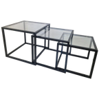 Postmoderne Design Nest Tafeltjes Metaal En Glas Kubus. thumbnail 1