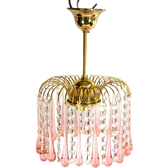 Teardrop – Kroonluchter – Glas Roze Pegels 1