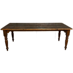 Franse Boeren Eettafel. L 210cm. Oud Grenen. 6-8 Persoons. thumbnail 1