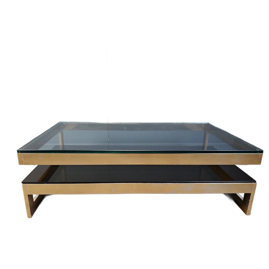 Vintage Two Tier Belgochrom 23kt Coffee Table, 1970s 1