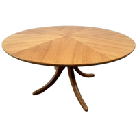 Vintage Salontafel Rond, Notenhout, Middenpoot - Alma 100cm