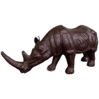 Grote Zeer Decoratieve Leren Neushoorn thumbnail 1