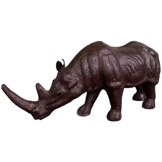 Grote Zeer Decoratieve Leren Neushoorn 1