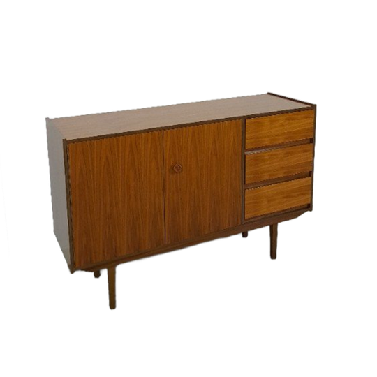 Teak Fineer Dressoir Met Ronde Knop En Lades Nr. 2 1