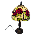 Tiffany Style Table Lamp - Stained Glass Shade And Decorative Base - Ca. 1980’S (No Cracks) thumbnail 1