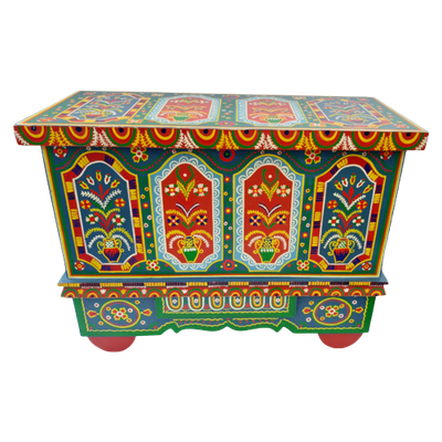 Folk Art Wedding Chest, Hand Painted, Central/Eastern Europe