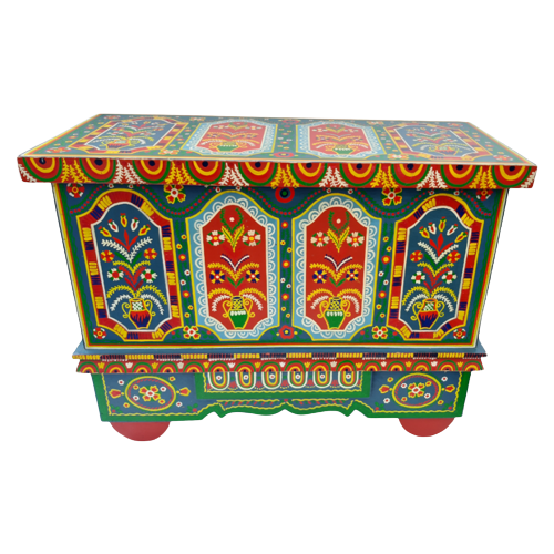 Folk Art Wedding Chest, Hand Painted, Central/Eastern Europe