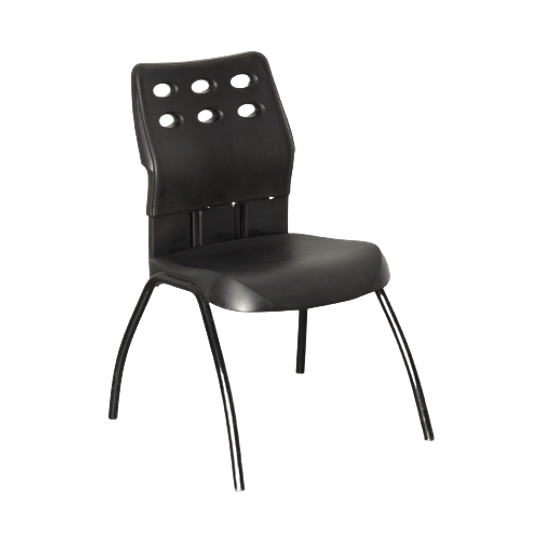 Steelcase Strafor Kantinestoel, Zwart, 4-Poot Onderstel 1