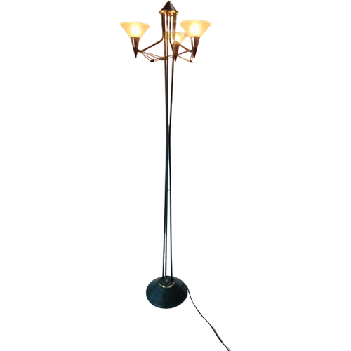 Zeer Stijlvolle Jaren 70/80 Vloerlamp Design Groen Goud