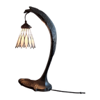 French Art Deco Bird Lamp With Tiffany Dome thumbnail 1