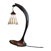 French Art Deco Bird Lamp With Tiffany Dome