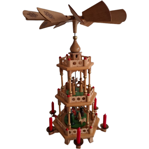 Vintage Groot Kerstpiramide Kerstmolen Ertsgebergte 3 Etage