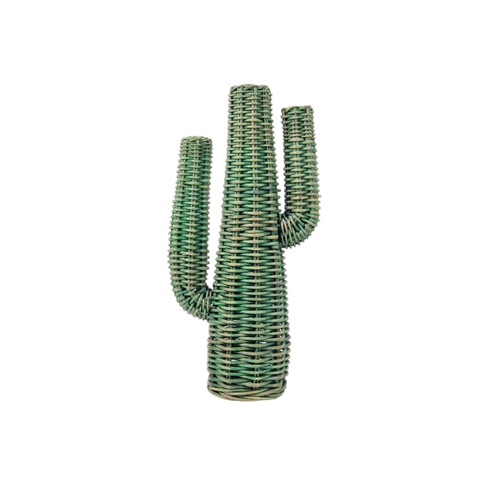 Vintage Rotan Cactus Bohemien Plant Boho Rattan Groen '70