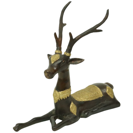 Vintage Bronzen Beeld Liggend Hert Sarreid Ltd 32cm 1