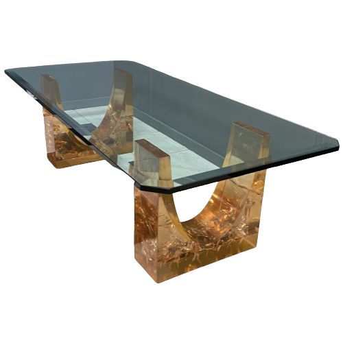 Glass Coffee Table In The Style Of Marie-Claude De Fouguieres 1970S