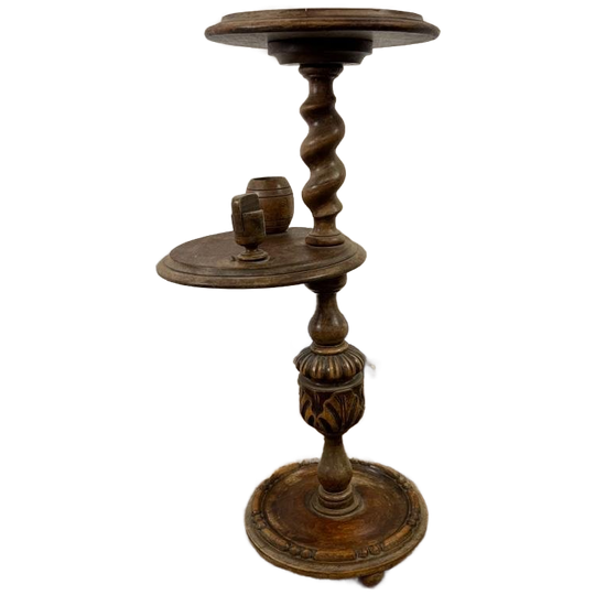 Vintage Houten Pied De Stal / Bijzettafel / Plantentafel 1