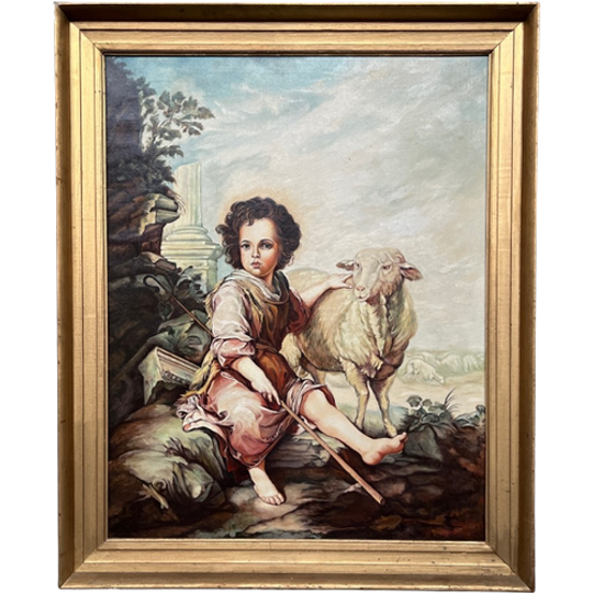 Schilderij "de Goede Herder". Olieverf Op Doek. 1