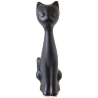 Vintage Kat Beeld Zwarte Kat Poes Beeldje
