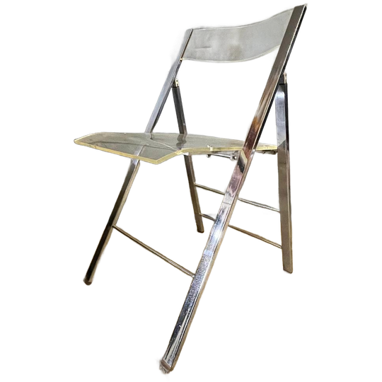 Vintage Design Transparant Kunststof Chroom Klapstoelen 1