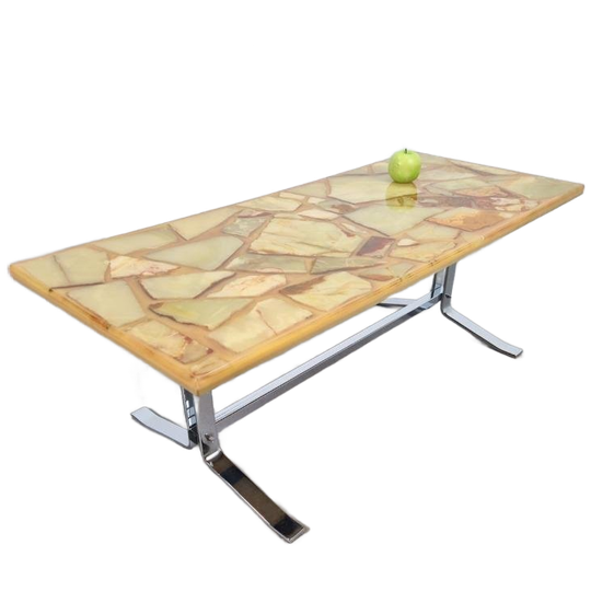 Vintage Salontafel Marmer Onyx Hars Mid Chroom Century ´60 1