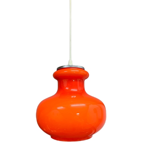 Vintage Opaline Glazen Oranje Hanglamp Uit De Jaren 60/70