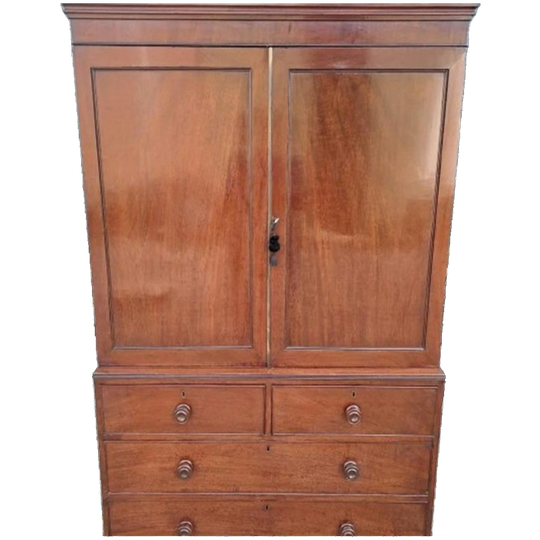 Antieke Engels Kabinet Mahonie Afm. 121x58cm En 195cm Hoog. 1