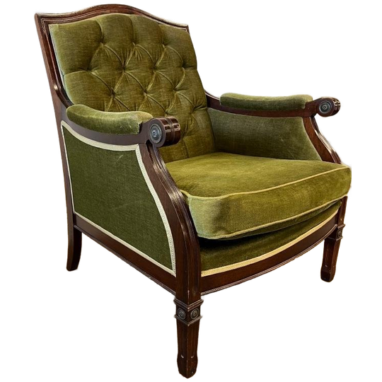 Vintage Mosgroene Fauteuil/ Zetel / Eenzit 1