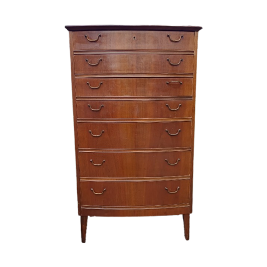 Deens Design Vintage Ladekast Gebogen Front Notenhout 1960 1