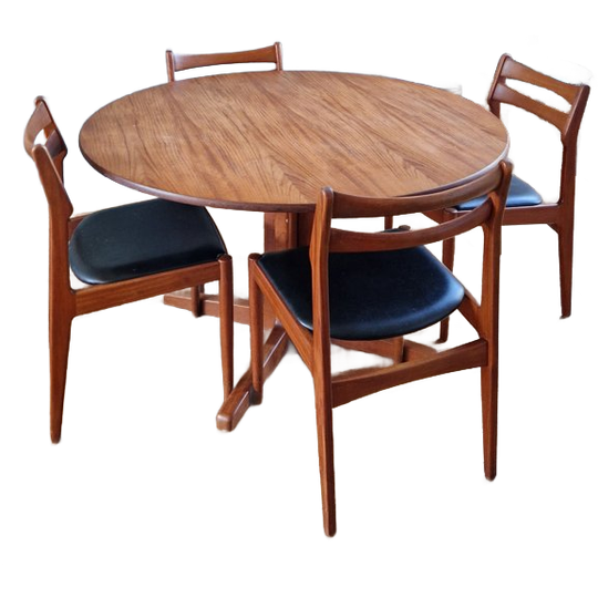Vintage Deens Design Eetkamertafel En 4 Eetkamerstoelen 1