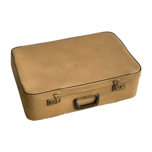 Camelkleurige Vintage Koffer Brocante