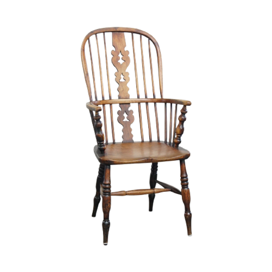 Zeer Mooie, Praktische Antieke Engelse Highback Windsor Eetkamerstoel Met Sierlijke Details 1