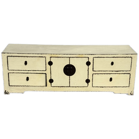 Mid 20th Century Asian Ming Style Distressed Butter Yellow 1