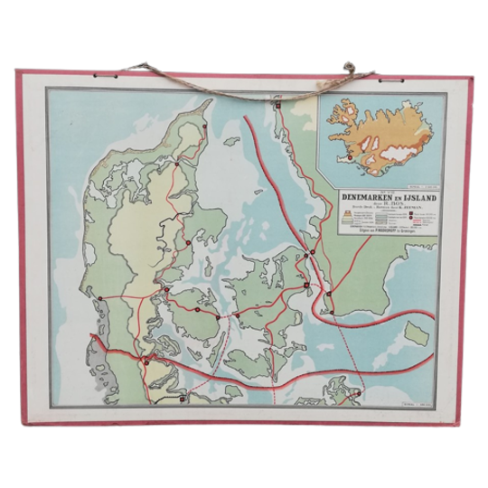 Kartonnen Schoolplaat Denemarken-ijsland 1