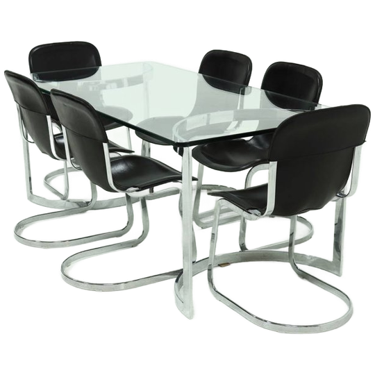 Italian Modern Dining Set By Willy Rizzo For Cidue 1970s 1