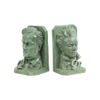 Boekensteunen Buste Wagner Beethoven Gips Gesigneerd thumbnail 1