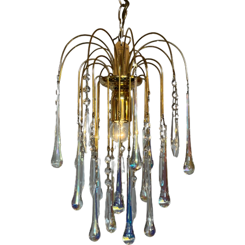 Teardrop Kroonluchter Hanglamp Opaline Murano Kristal Pegels