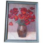 Stan Nuyens Schilderij Klaprozen 1986 Vintage thumbnail 1
